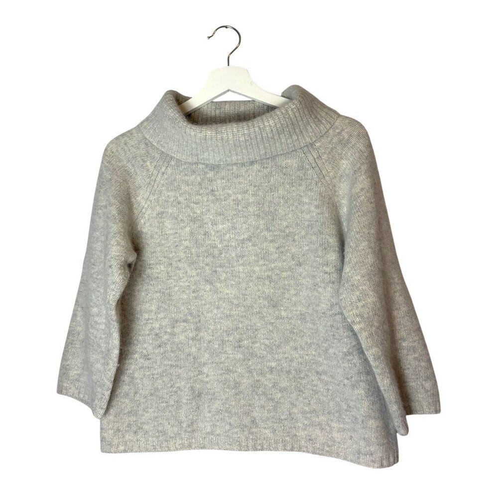 Rafaella Vintage Angora Rabbit Wool Blend Sweater Size Large Grey ¾ Sleeve Cozy